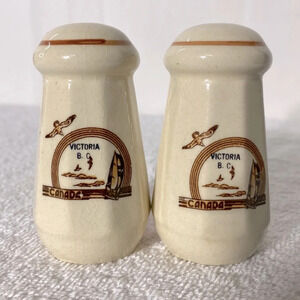 Vintage Victoria B.C. Canada Cream Ceramic Salt & Pepper Shakers